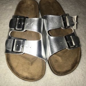 Faux Silver Birkenstocks